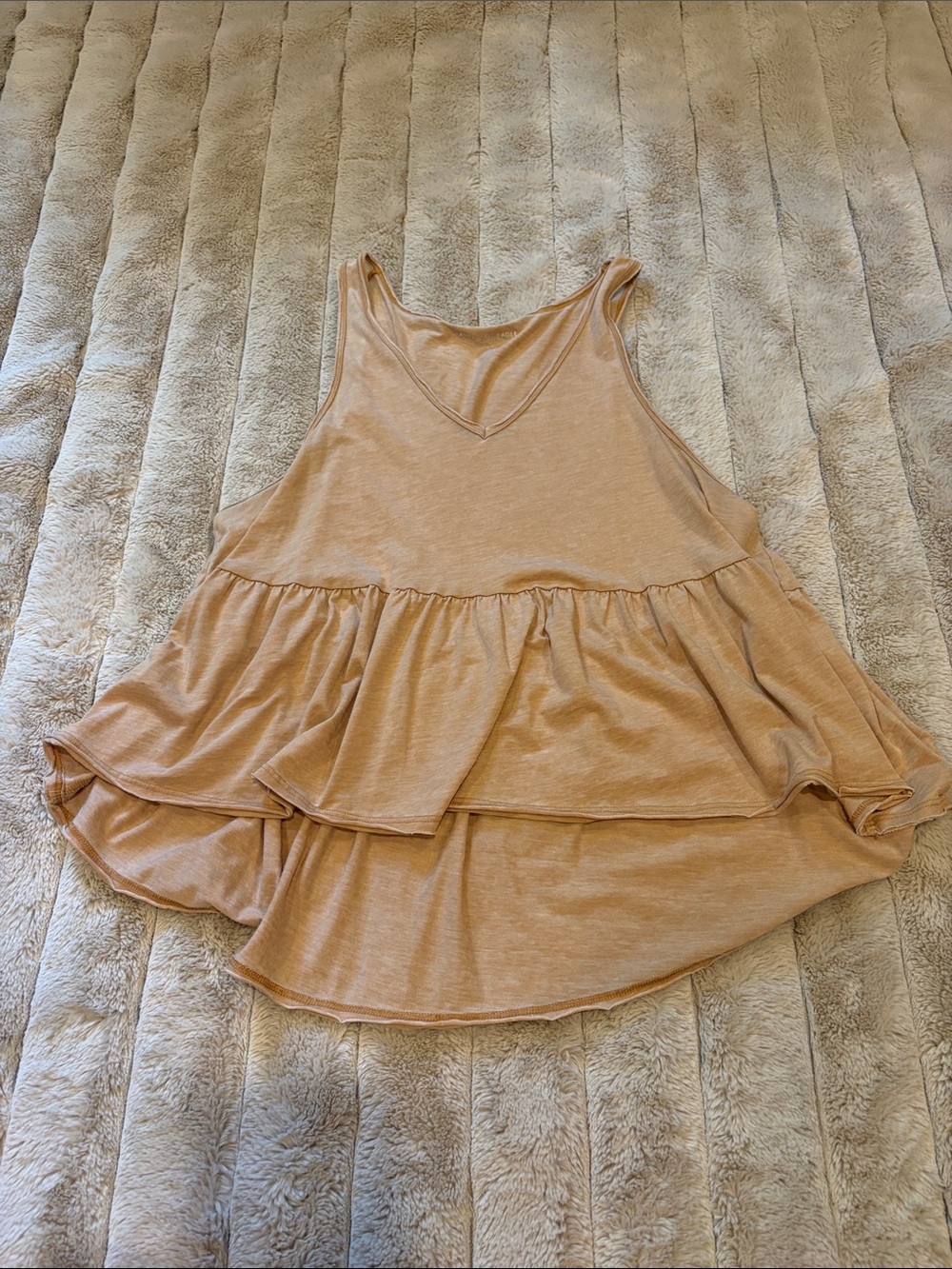 American Eagle Outfitters Light Mustard Tiered V-Neck Ruffle Tank
